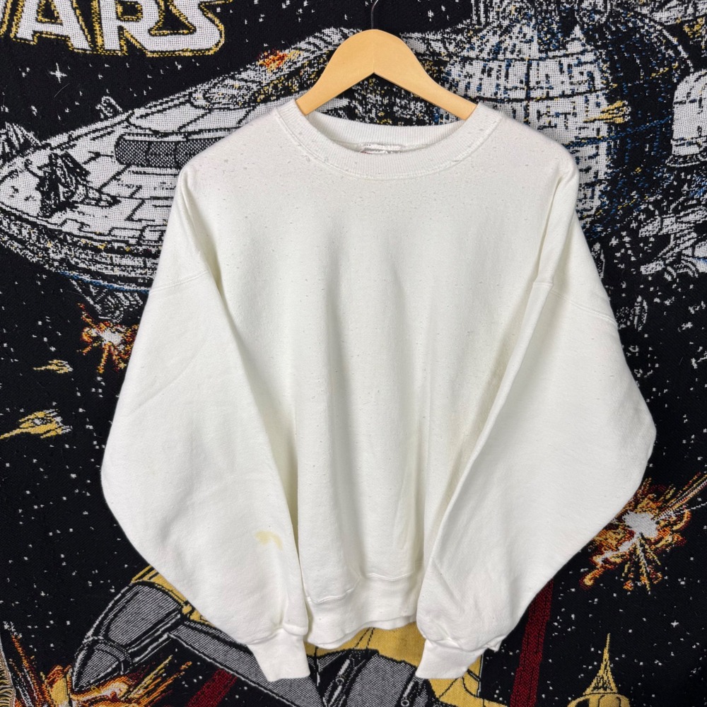 Vintage Hanes Premium Weight Crewneck Sweatshirt White Heavyweight XL